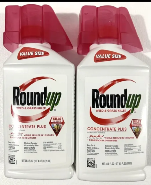 (2) Bottles of Roundup Weed & Grass Killer Concentrate Plus Value Size - 36.8oz