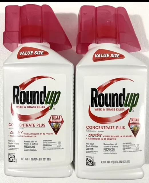 (2) Bottles of Roundup Weed & Grass Killer Concentrate Plus Value Size - 36.8oz