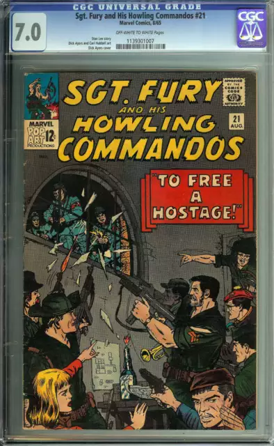 Sgt. Fury And His Howling Commandos #21 Cgc 7.0 Ow/Wh Pages // Marvel 1965