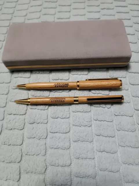 Airborne Express Vintage Logo Combo Wood Look Pen Pencil Set with Gift Box 2