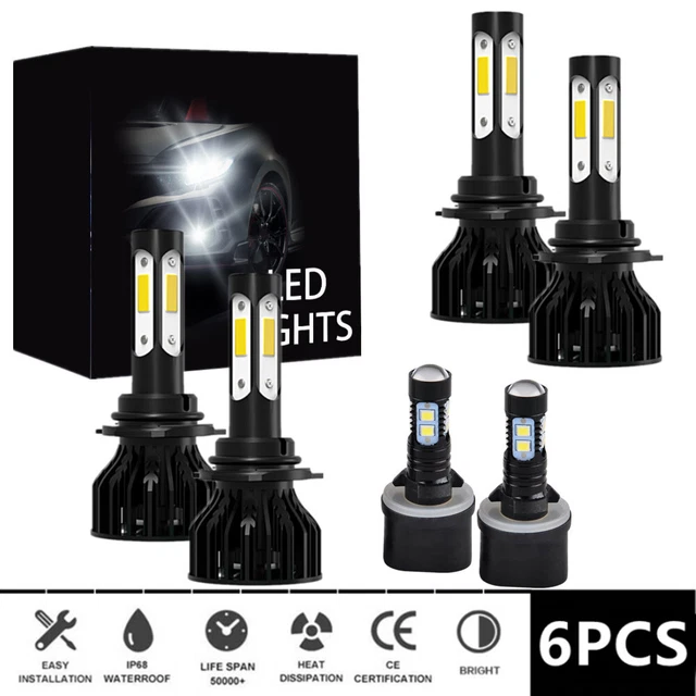 For GMC Yukon XL 2000-2006 6X 6000K LED Headlights + Fog Light Bulbs Combo White
