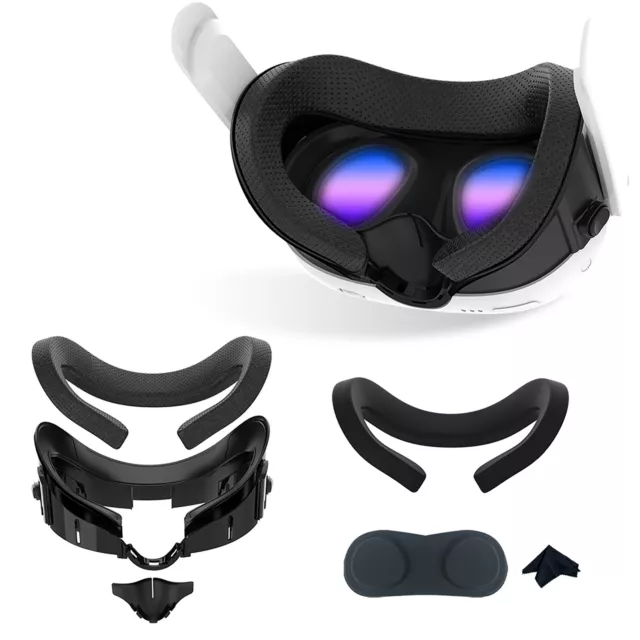 Für Quest 3 VR Headset Face Eye Mask Cover Augenmaske Halter Foam Pad + Lens Cap
