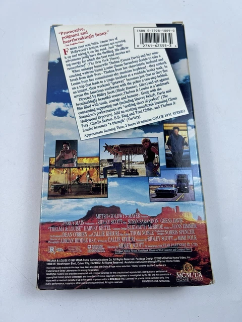 Scott 2 THELMA & LOUISE VHS 1992 Susan Sarandon Geena Davis Brad Pitt Ridley ...