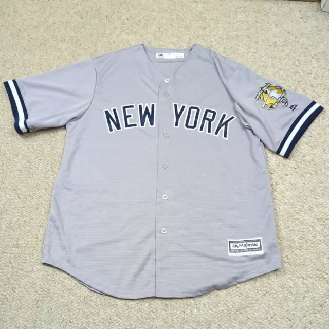 Majestic MLB Bernie Williams Jersey Mens L Gray New York Yankees Cool Base