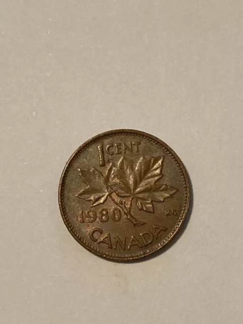 Dated : 1980 - Canada - One Cent - 1 Cent Coin - Queen Elizabeth II