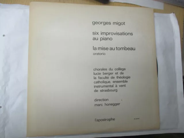 LP 33 T  Georges Migot Six improvisations au Piano La Mise au Tombeau oratorio