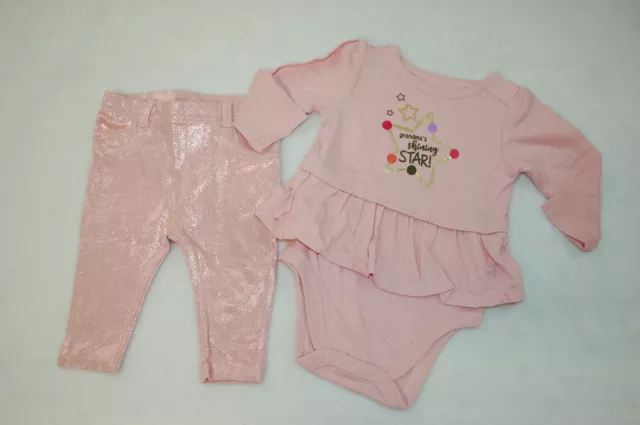 Baby Girls Outfit L/S Mauve Bodysuit SPARKLE JEGGING Grandma Shining Star 0-3 MO