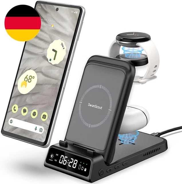 Swanscout Faltbare Induktive Ladestation Für Google Pixel Watch, 4 in 1 Kabellos