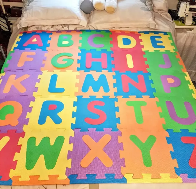 Alphabet Foam Play Mat Block Puzzle 25 Letters Educational 25 sq ft Floor Tiles