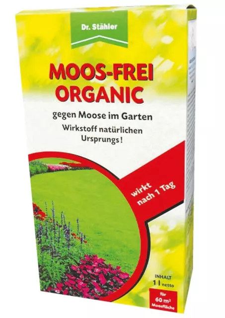 Dr. Stähler Moos-Frei Organic 1 L Moos im Rasen Zierpflanzen Gehölze für 60m²