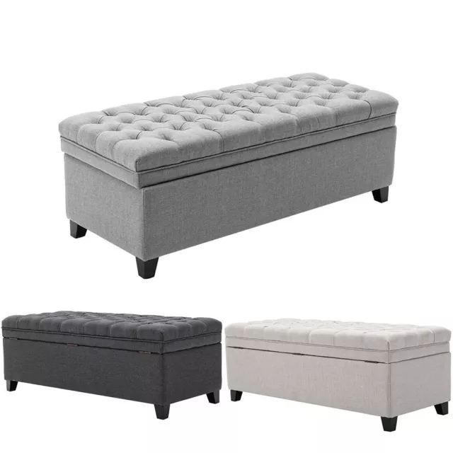 Rect Ottoman Stool Bench Storage Box Pouffe Seat Blanket Bedding Toy Chest Chair
