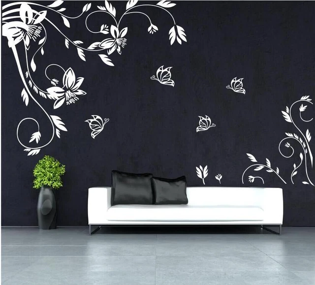 BUTTERFLY VINE FLOWER Vinyl Wall Art Stickers, Wall Decals, Wall