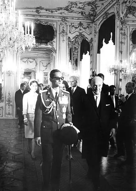 King Bhumibol Adulyadej Thailand, aka Rama IX, & austrian presiden- Old Photo