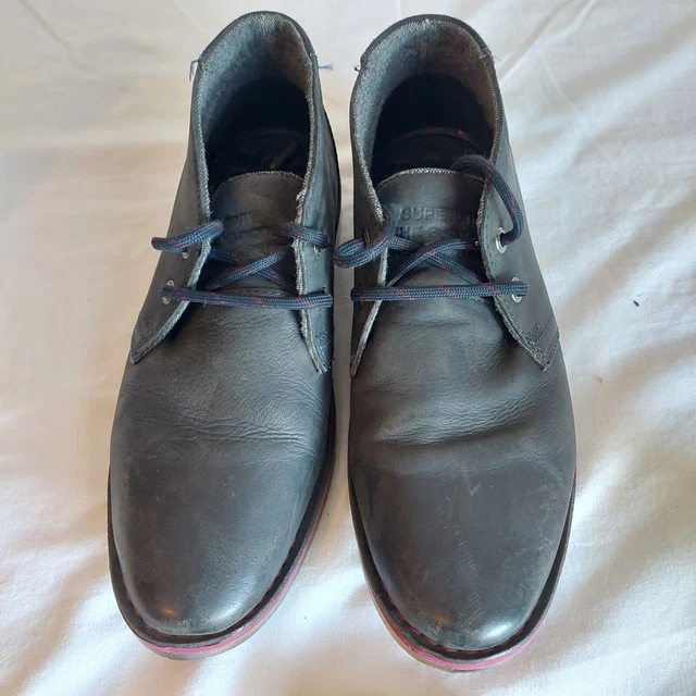 SUPERDRY BLUE NUBUCK Leather Lace Up Chukka Desert Smart Casual Boots