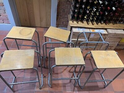 6 vintage school lab bar stools Grey/green legs and wood good condition Kitchen 2