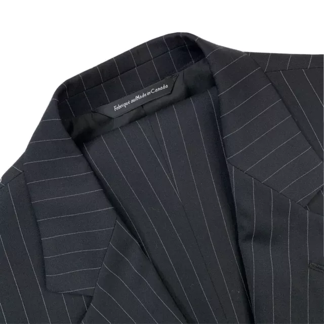 Uomo 44 XL Coppley Blu Navy Gessato Lana Abito Piega Anteriore 38 x 33