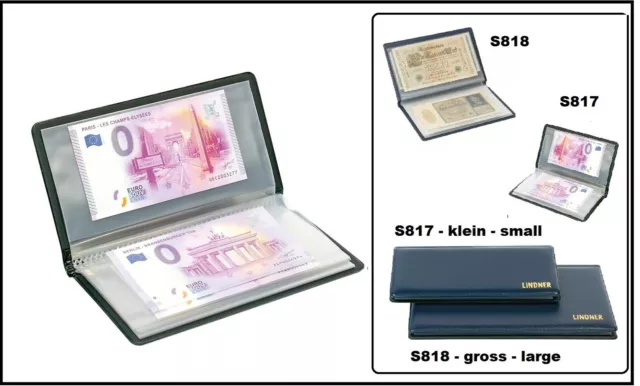 Banknotenalbum Lindner S817 Azul Billetes de Banco Álbum Bolsillo Pequeño Hasta