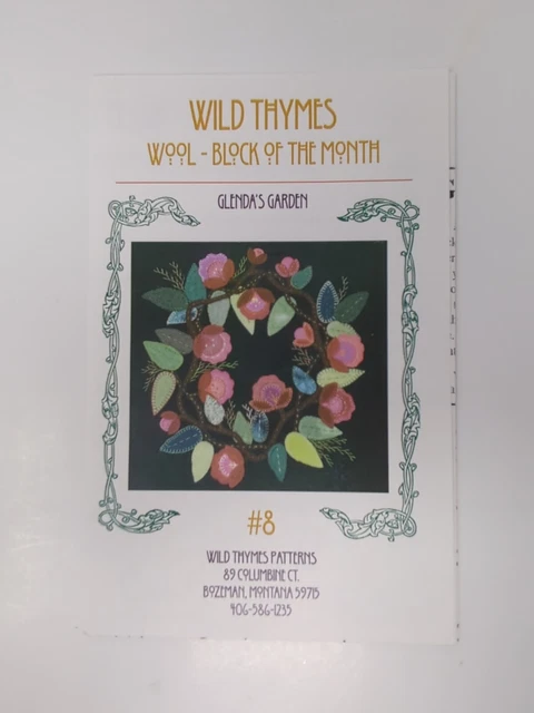 Edredón de lana aplique de lana GLENDA'S GARDEN WILD THYMES de Barb Cribb #8