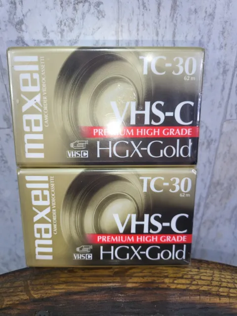 2 Pack Maxwell VHS-C TC-30 HGX-Gold Premium High Grade Video Tapes NEW SEALED
