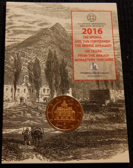 Griechenland Grece Greece 2 Euro 2016 '' Arkadi '' official coin card