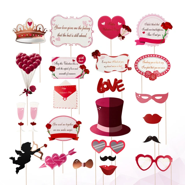 24 pz oggetti di scena per cuore amore oggetti di scena fotografici matrimonio doccia sposa stand fotografico