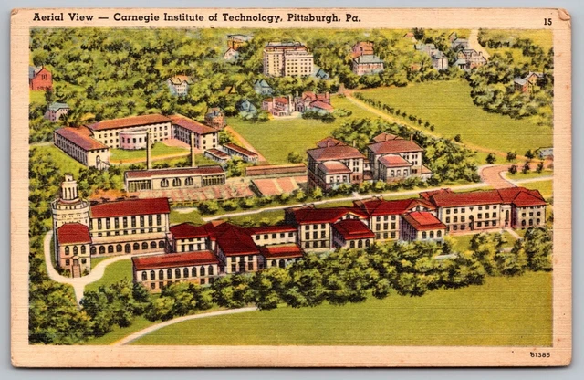 Aerial View Carnegie Institute Technology Pittsburgh Pennsylvania Linen Postcard