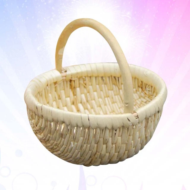 Panier De Rangement Tressé Avec Poignées - Rose - 35x24x14 Cm - Pour Courses, Légumes, Décoration - Pratique Et Léger