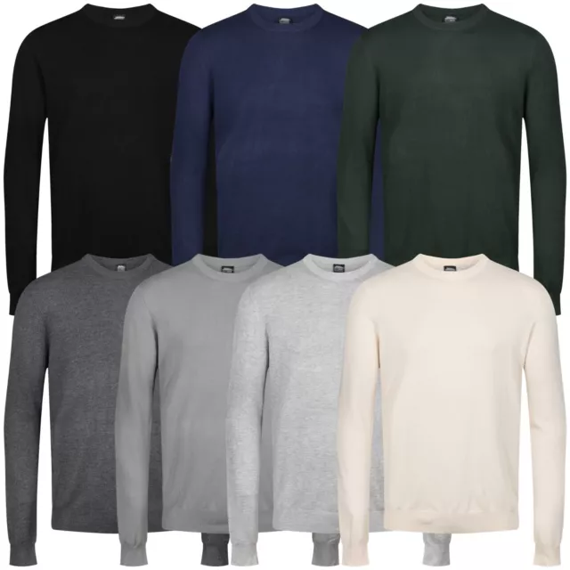 New Mens Crew Neck Jumper Knit Pullover Lightweight Round Soft Warm Sweater Top