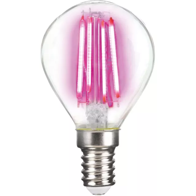 LightMe LED Filament Leuchtmittel Tropfen 4W E14 klar Pink P45 Kugel Deco