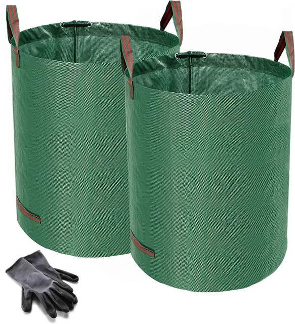 Bolsas de residuos de jardín de alta resistencia Norjews - 500 litros - 2 sacos - BONIFICACIÓN 1 par de guantes