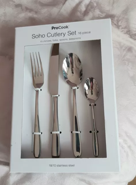 ProCook Soho 16 Pc Stainless Steel Cutlery Set.Brand New In Box.