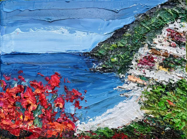 Amalfi Coast Original Oil painting on Canvas  Italy  Art Positano Texture