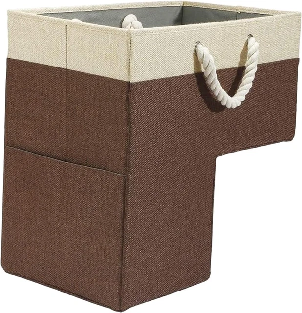 Cestino Per Scale Pieghevole Con Maniglie - Organizer Per Scale, Marrone - Foto 6