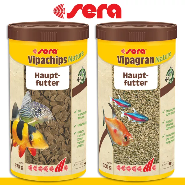 Sera 1000ml Vipachips Naturel + Vipagran Croissance Poissons Nourriture