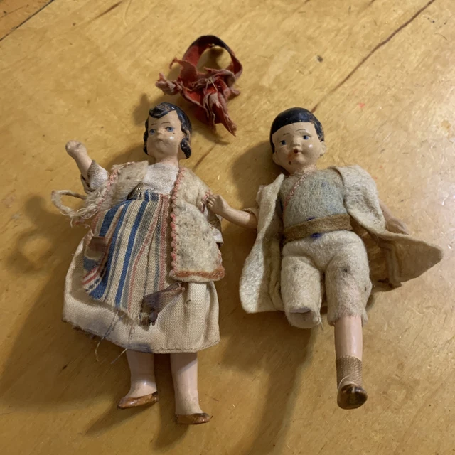ANTIQUE/VINTAGE ALL BISQUE GIRL  & Boy DOLL GERMANY DOLLHOUSE MINIATURE LR