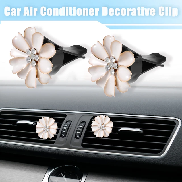 2pcs Car Flower Shape Clips for Air Conditioner Outlet Decorations Clip White