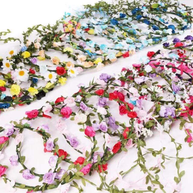 FLOWER GARLANDS Head Band Dress Festival Party Wedding Crown Floral Rose Daisy