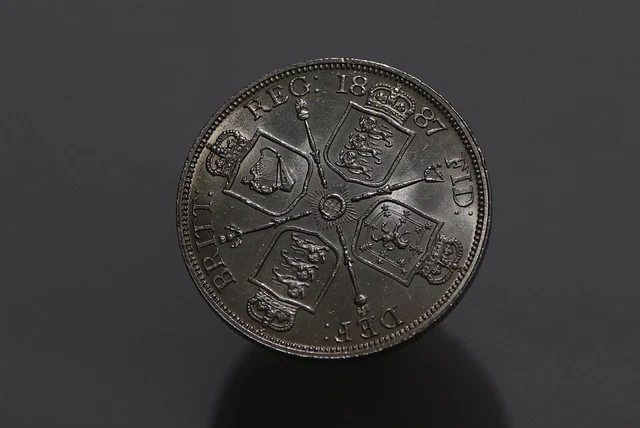 🧭 🇬🇧 Uk Gb Double Florin 1887 Roman 1 Scarce High Grade Victoria B59 #3130