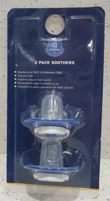 Everton FC Offiziell Baby Schnuller/Dummies 2 Packung Blau und Weiß Mit Verein