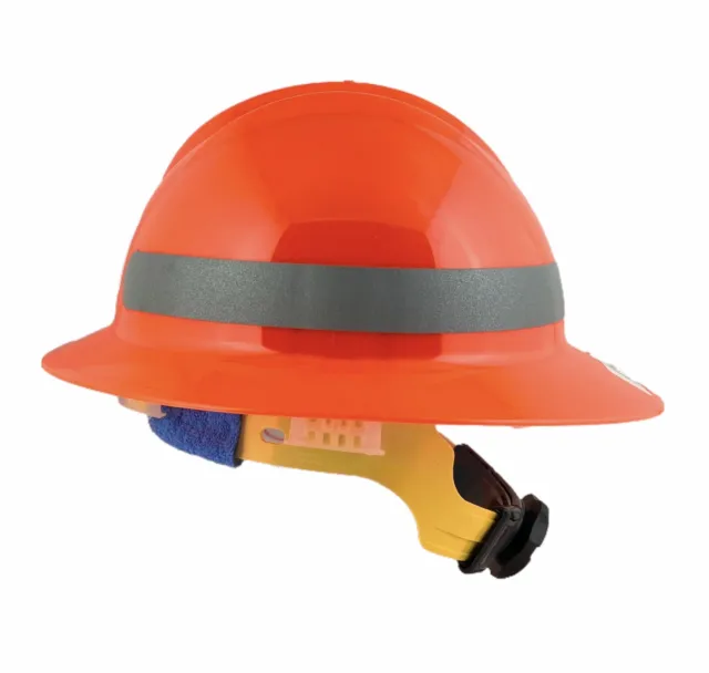 Bullard C34 6-Point Full Brim Classic Hard Hat, Reflective Stripe, Hi-Viz Orange