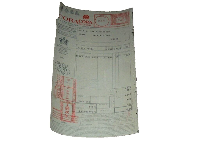 Cora Cora-Fattura Commerciale-Pubblicita'-Storia Postale Affrancatura Meccanica