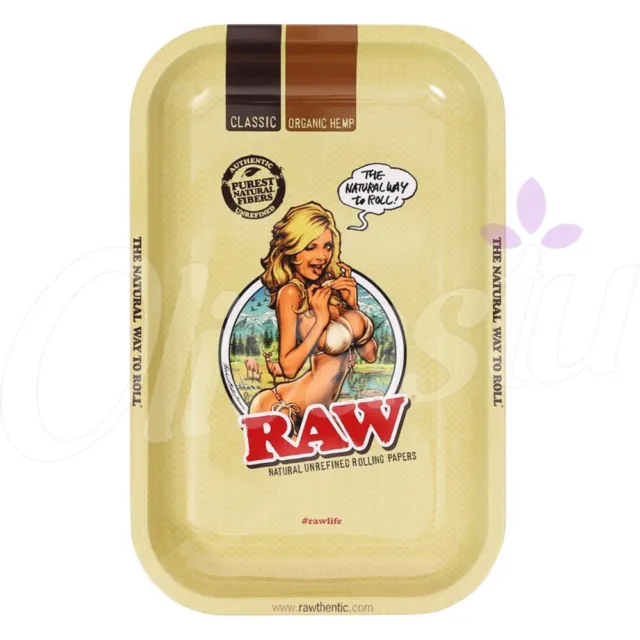 Raw Bikini Girl Metal Tray Rolling Tray - Small Medium - 27cm x 18cm