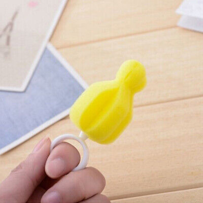 10pcs Rotating Sponge Baby Nipple Brush Teat Cleaning Brush Pacifier Clean F3