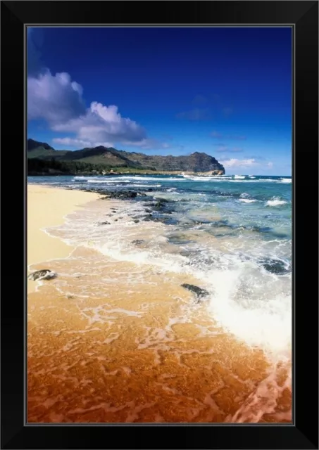 Hawaii, Kauai, Poipu, Shipwrecks Beach, Black Framed Wall Art Print, Coastal