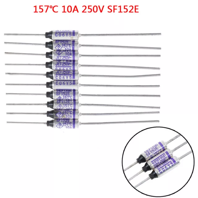 10Pcs SF152E SEFUSE cutoffs thermal fuse 157°C 157 degree 10A 250V _DS