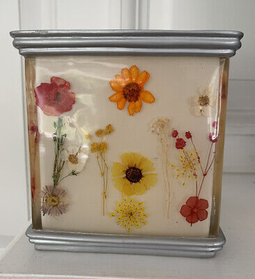 Pressed Flowers Resin Tissue Box Holder Anthropologie Style Tabletop Decor