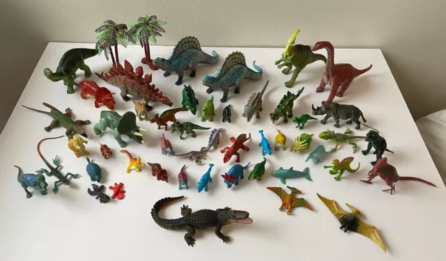 HUGE LOT OF ~60 Toy Dinosaurs - Includes Two Carnegie Safari 1988