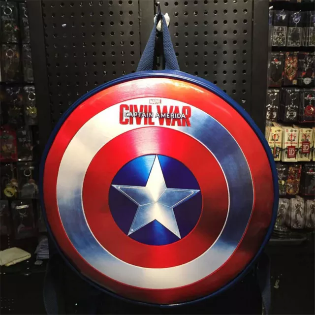 Marvel Avengers Iron Man Backpack PU Casual Bag Captain America Shield Backpack