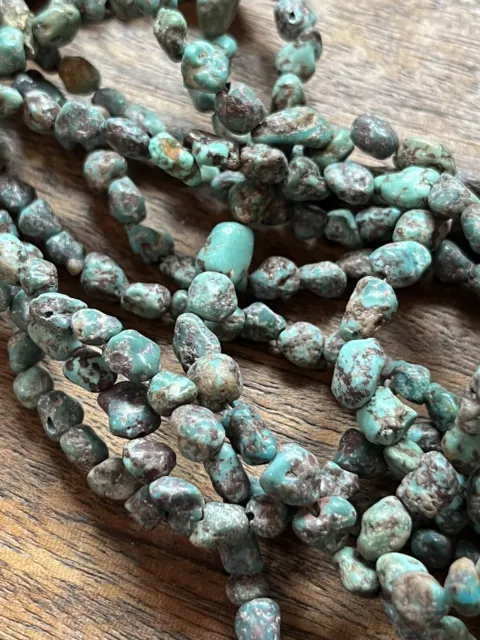 Vintage Old Stock Natural Southwest Turquoise  Nugget Beads 3-6mm 16in Strand