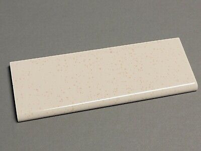 Vtg ATCO Ceramic Edge Tile Beige w/brown speckle fleck gloss bullnose 6 x 2" NOS
